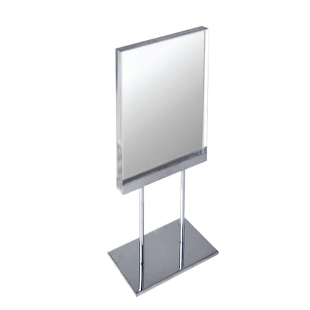 Azar Displays Acrylic Block Counter Sign Holder on Chrome Stand 8.5"W x 19" H 104563